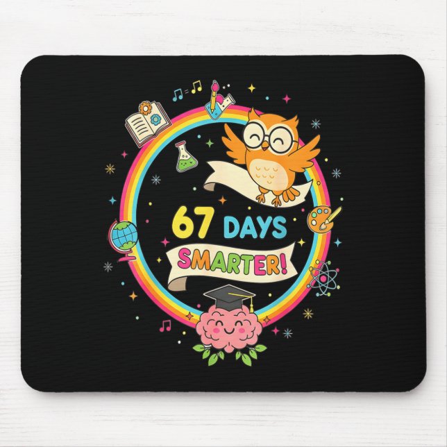 67th Day Of School Shirt 67 Days Smarter Teacher B Mouse Mat (Front)