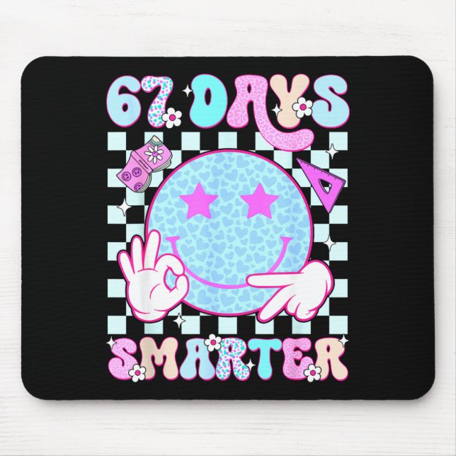 67th Day Of School Shirt 67 Days Smarter Teacher B Mouse Mat (Front)