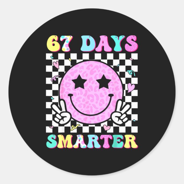 67th Day Of School Shirt 67 Days Smarter Teacher G Classic Round Sticker (Front)