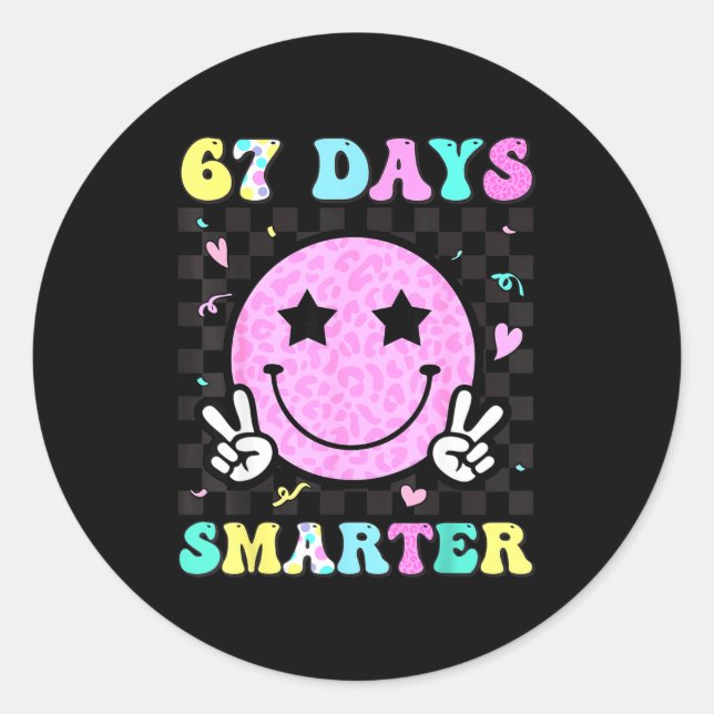 67th Day Of School Shirt 67 Days Smarter Teacher G Classic Round Sticker (Front)