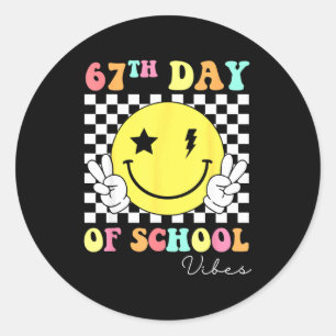 67th Day Of School Smile Face 67 Six Seven Meme Gi Classic Round Sticker