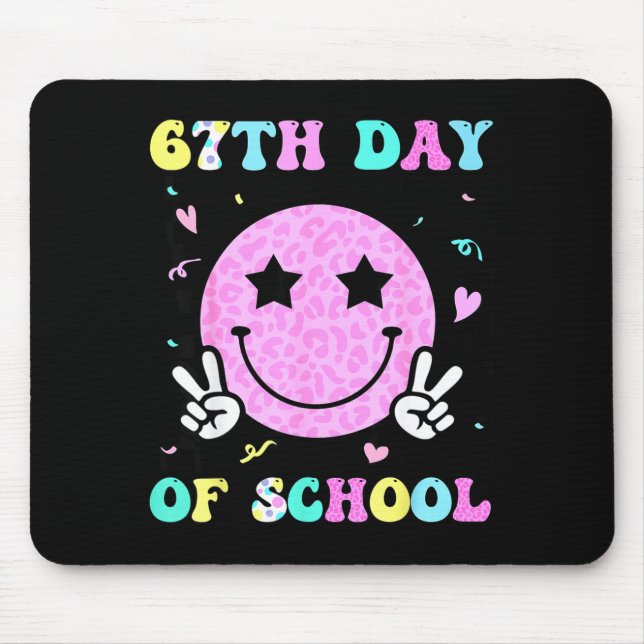 67th Day Of School Smile Face Six Seven Meme Girls Mouse Mat (Front)