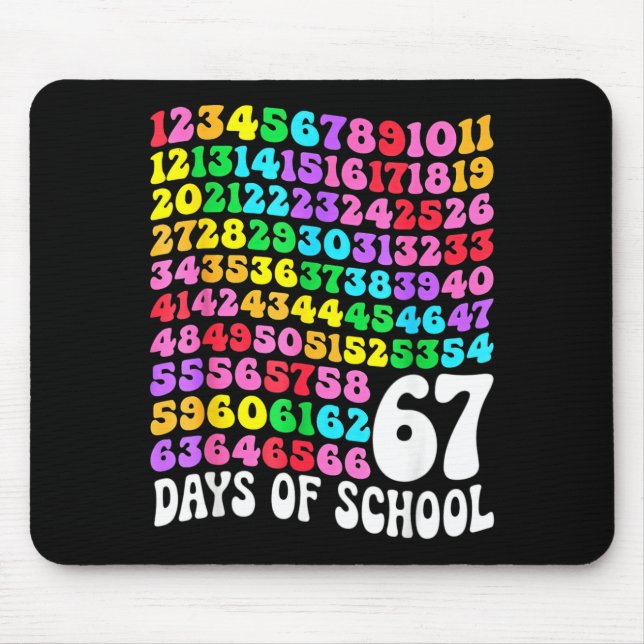 67th Day Of School Teacher 67 Days Math Numbers  Mouse Mat (Front)