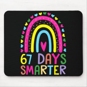 67th Day Of School Teacher 67 Days Smarter Rainbow Mouse Mat