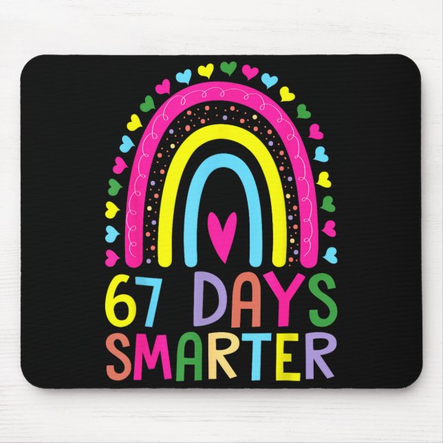 67th Day Of School Teacher 67 Days Smarter Rainbow Mouse Mat (Front)