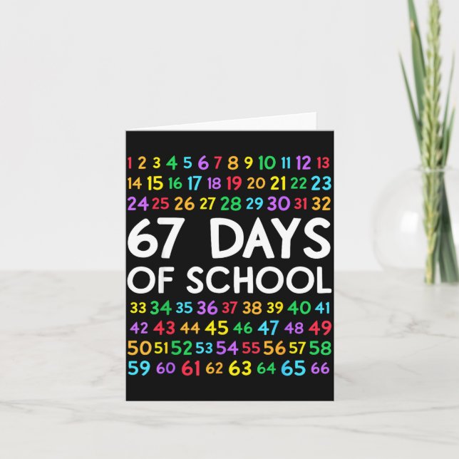 67th Day Of School Teacher Kids 67 Math Numbers 10 Card (Front)