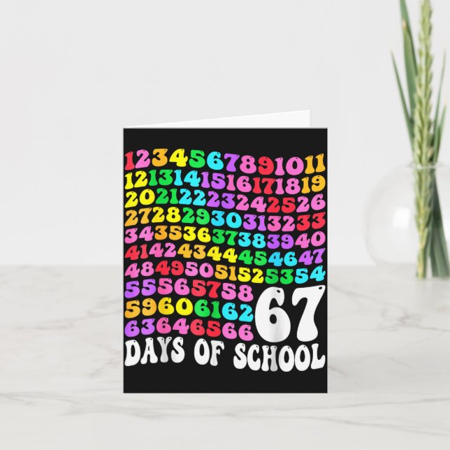 67th Day Of School Teacher Kids 67 Math Numbers 10 Card (Front)