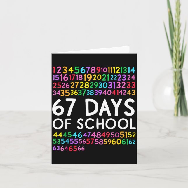 67th Day Of School Teacher Kids 67 Math Numbers 10 Card (Front)