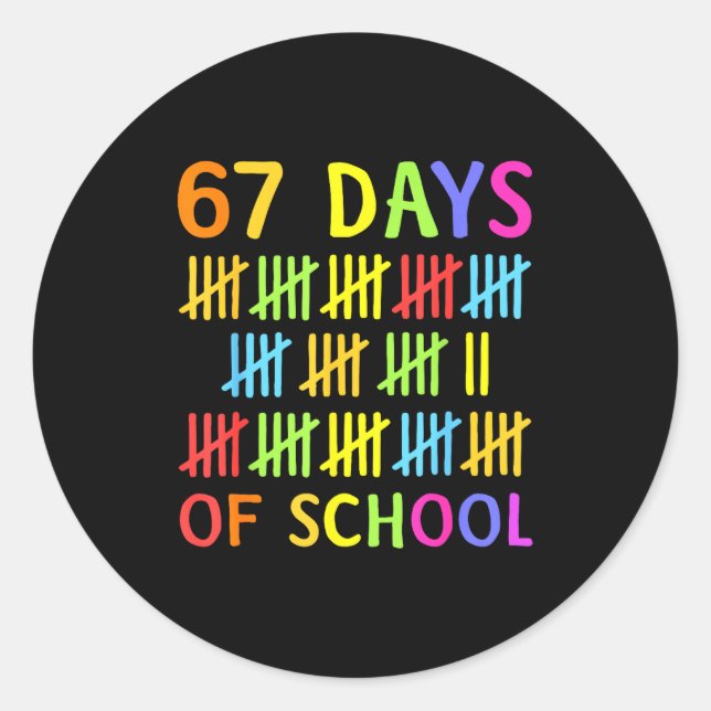 67th Day Of School Teacher Kids 67 Math Numbers 10 Classic Round Sticker (Front)