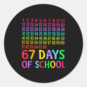 67th Day Of School Teacher Kids 67 Math Numbers 10 Classic Round Sticker