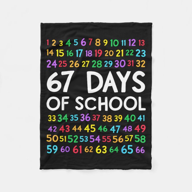 67th Day Of School Teacher Kids 67 Math Numbers 10 Fleece Blanket (Front)