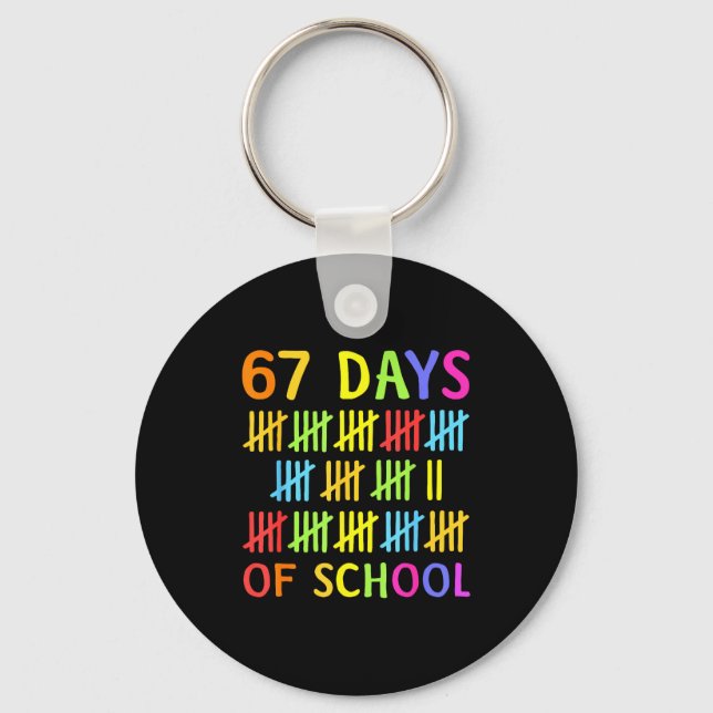 67th Day Of School Teacher Kids 67 Math Numbers 10 Key Ring (Front)