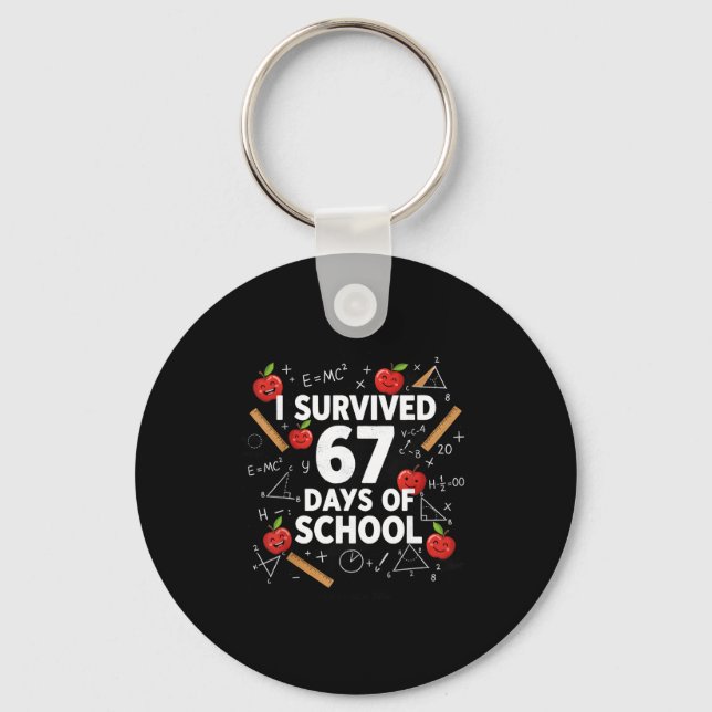 67th Day Of School Teacher Kids 67 Math Numbers 10 Key Ring (Front)