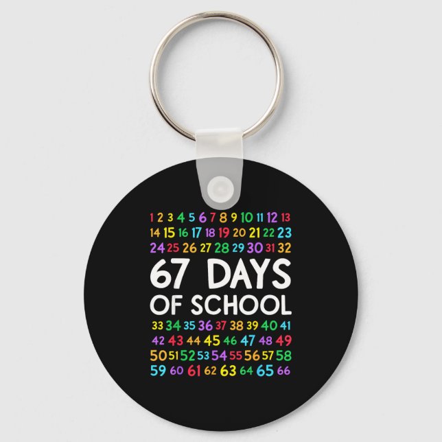 67th Day Of School Teacher Kids 67 Math Numbers 10 Key Ring (Front)