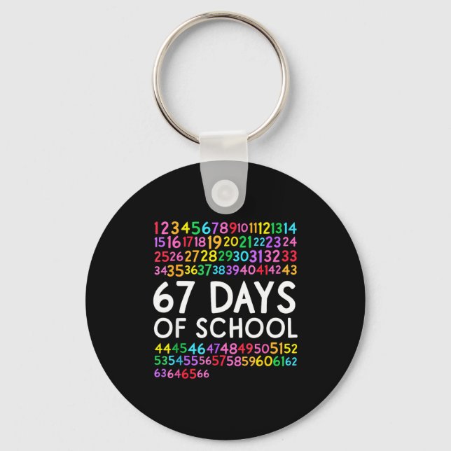 67th Day Of School Teacher Kids 67 Math Numbers 10 Key Ring (Front)