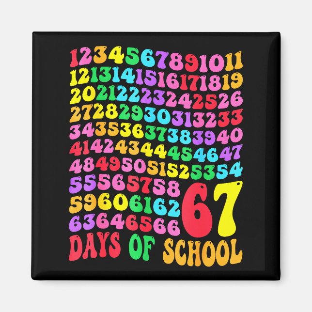 67th Day Of School Teacher Kids 67 Math Numbers 10 Magnet (Front)