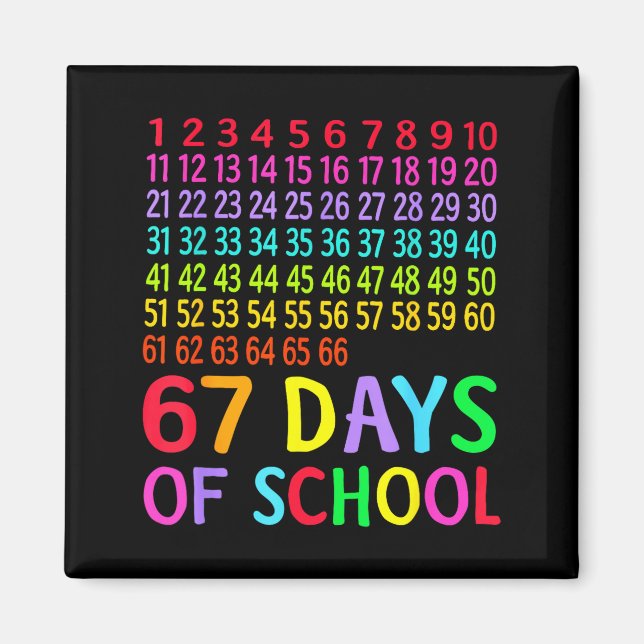 67th Day Of School Teacher Kids 67 Math Numbers 10 Magnet (Front)