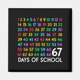 67th Day Of School Teacher Kids 67 Math Numbers 10 Magnet