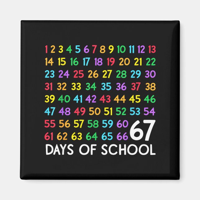 67th Day Of School Teacher Kids 67 Math Numbers 10 Magnet (Front)