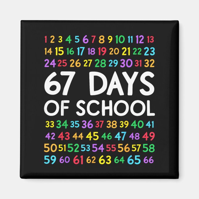 67th Day Of School Teacher Kids 67 Math Numbers 10 Magnet (Front)