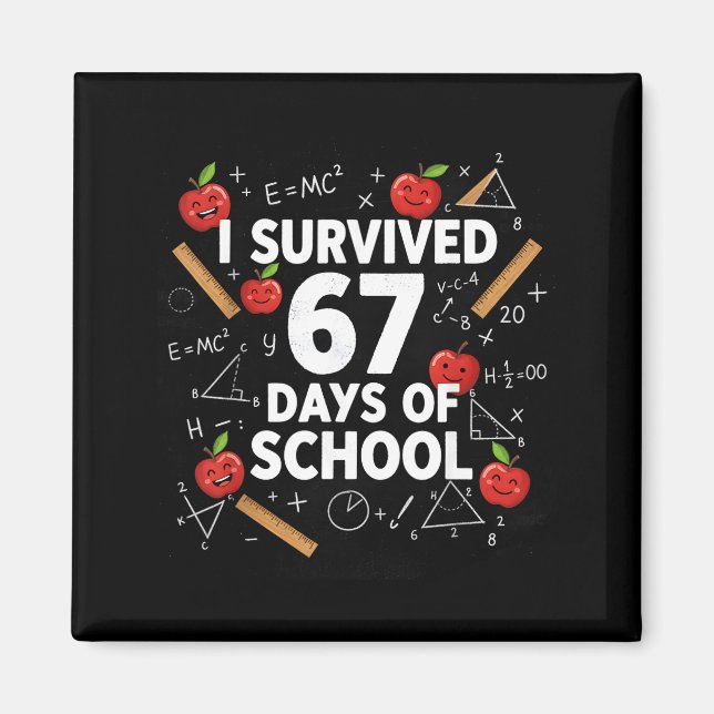 67th Day Of School Teacher Kids 67 Math Numbers 10 Magnet (Front)