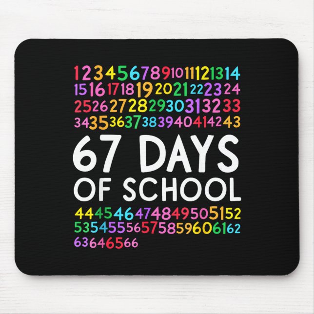 67th Day Of School Teacher Kids 67 Math Numbers 10 Mouse Mat (Front)