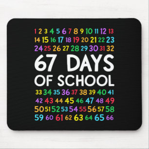 67th Day Of School Teacher Kids 67 Math Numbers 10 Mouse Mat