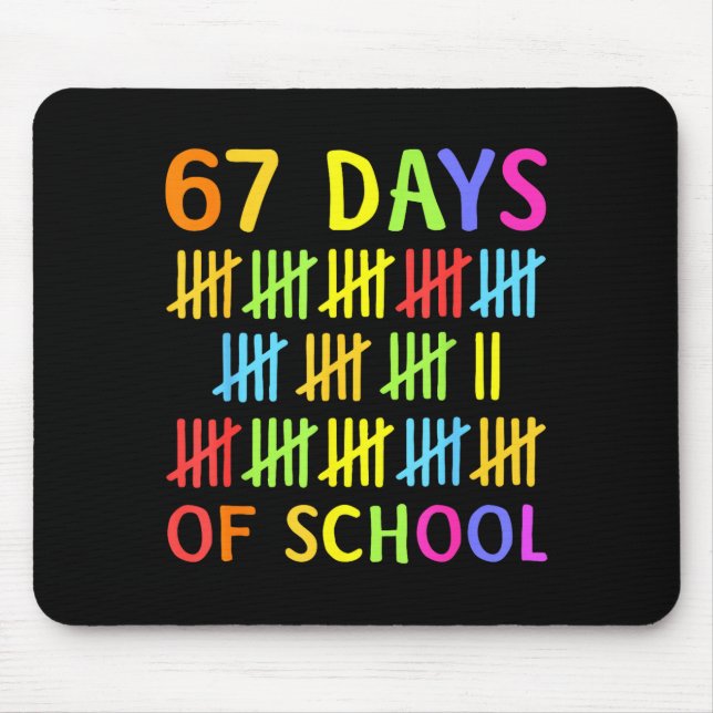 67th Day Of School Teacher Kids 67 Math Numbers 10 Mouse Mat (Front)