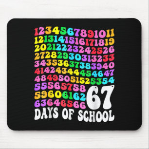 67th Day Of School Teacher Kids 67 Math Numbers 10 Mouse Mat