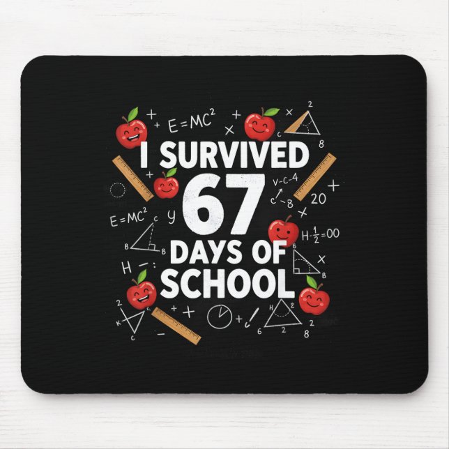 67th Day Of School Teacher Kids 67 Math Numbers 10 Mouse Mat (Front)