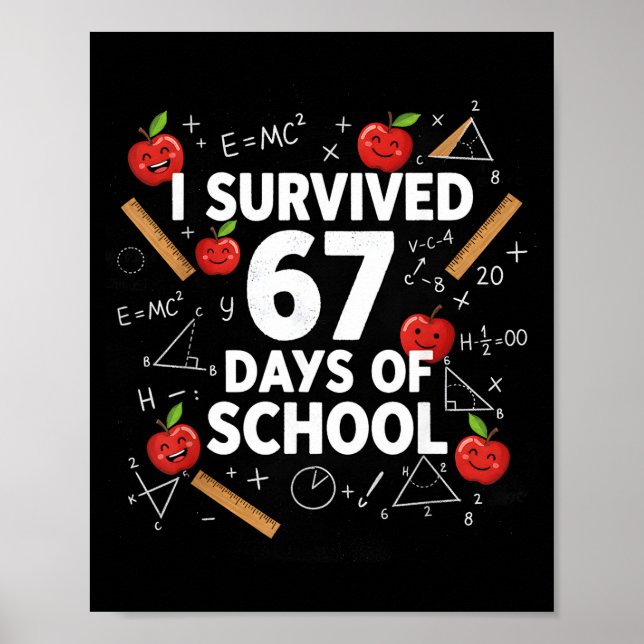 67th Day Of School Teacher Kids 67 Math Numbers 10 Poster (Front)