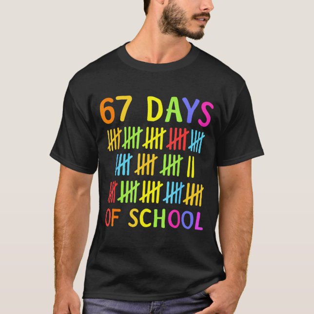 67th Day Of School Teacher Kids 67 Math Numbers 10 T-Shirt (Front)