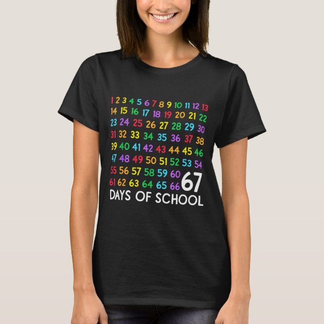 67th Day Of School Teacher Kids 67 Math Numbers 10 T-Shirt (Front)