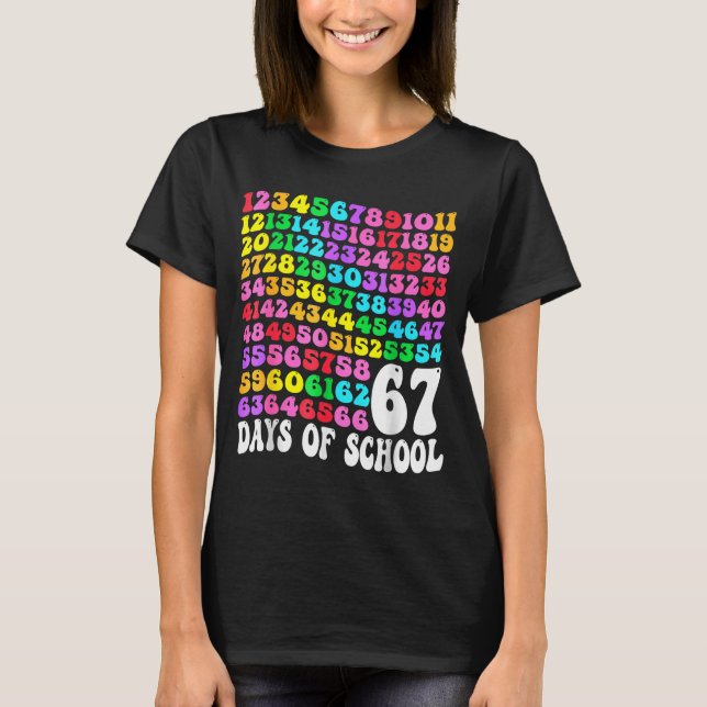 67th Day Of School Teacher Kids 67 Math Numbers 10 T-Shirt (Front)