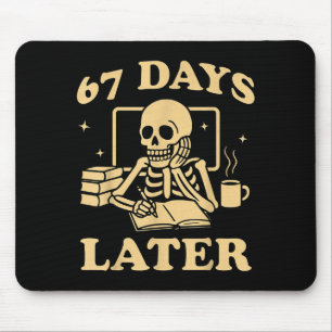 67th Day Of School Teacher Skeleton Funny 6 7 Meme Mouse Mat