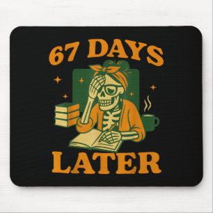 67th Day Of School Teacher Skeleton Funny 6 7 Meme Mouse Mat