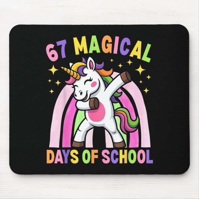67th Day Of School Unicorn 67 Magical Days Teacher Mouse Mat (Front)