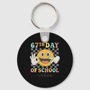 67th Day Of School Vibes 67 Meme Cute Smile Face Key Ring