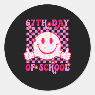 67th Day Of School Vibes 67 Meme Cute Smile Face T Classic Round Sticker