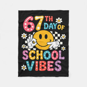 67th Day Of School Vibes 67 Meme Cute Smile Face T Fleece Blanket