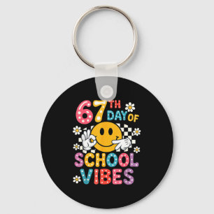 67th Day Of School Vibes 67 Meme Cute Smile Face T Key Ring
