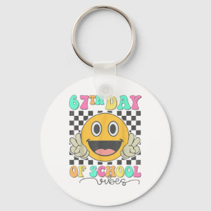 67th Day Of School Vibes Cute Smile Face 67 Meme T Key Ring