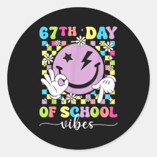 67th Day Of School Vibes Funny Six Seven 67 Meme S Classic Round Sticker