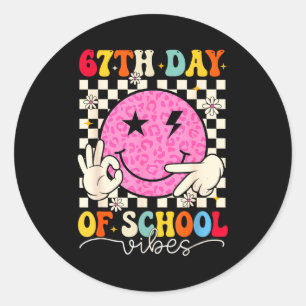 67th Day Of School Vibes Funny Six Seven 67 Meme S Classic Round Sticker