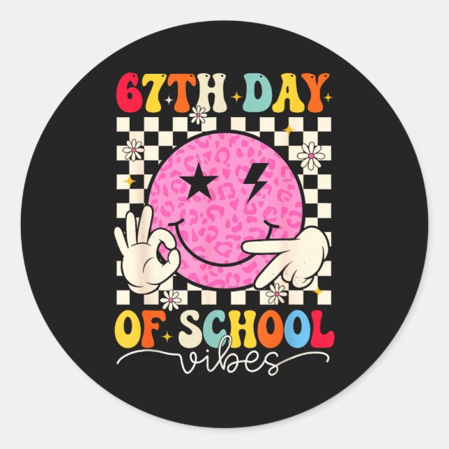 67th Day Of School Vibes Funny Six Seven 67 Meme S Classic Round Sticker (Front)