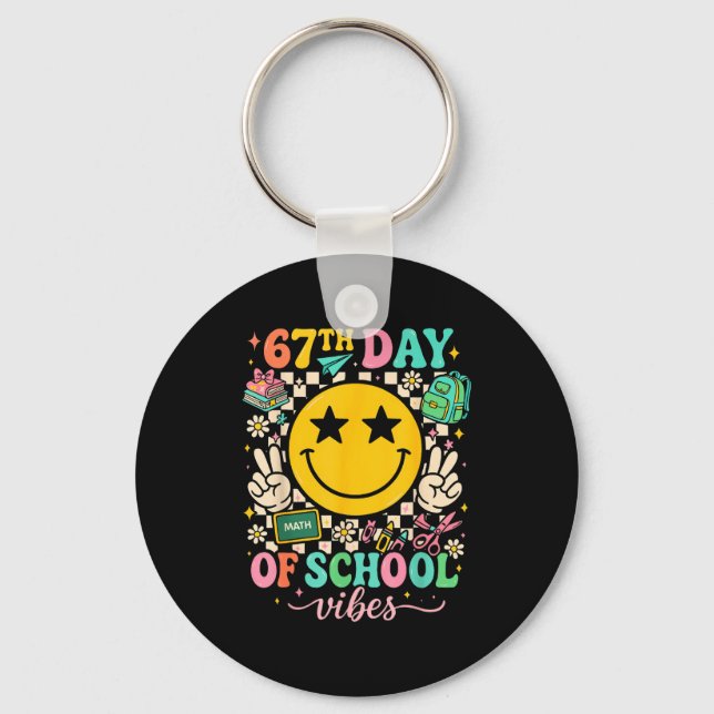67th Day Of School Vibes Funny Six Seven 67 Meme S Key Ring (Front)