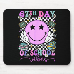 67th Day Of School Vibes Groovy Retro 100 Days Of Mouse Mat
