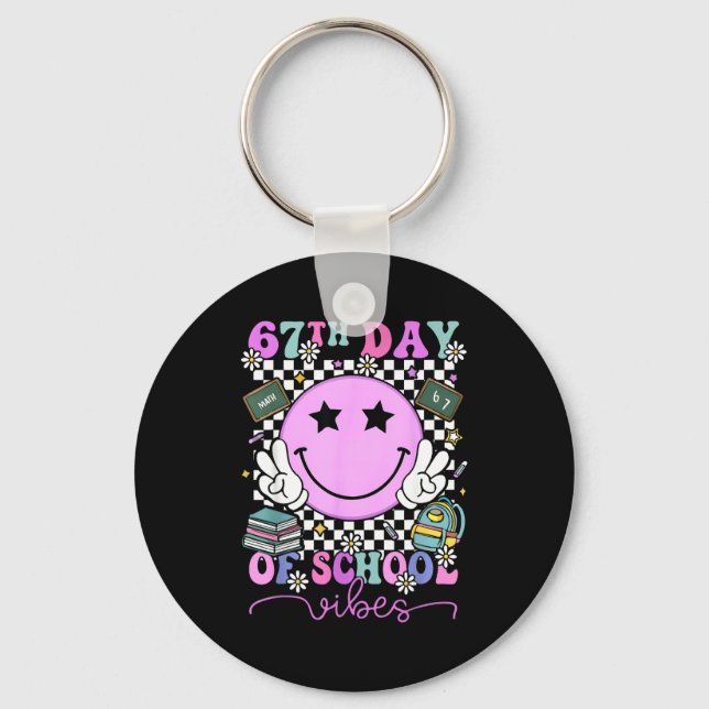67th Day Of School Vibes Shirt 67 Days Smarter Smi Key Ring (Front)