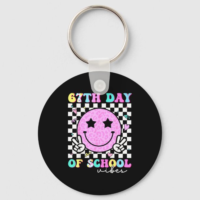 67th Day Of School Vibes Smile Face 67 Six Seven M Key Ring (Front)
