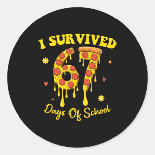 67th Day Of School Zza Slice 67 Days Of School Boy Classic Round Sticker